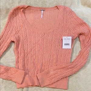 Free People Coral Cable Knit Sweater